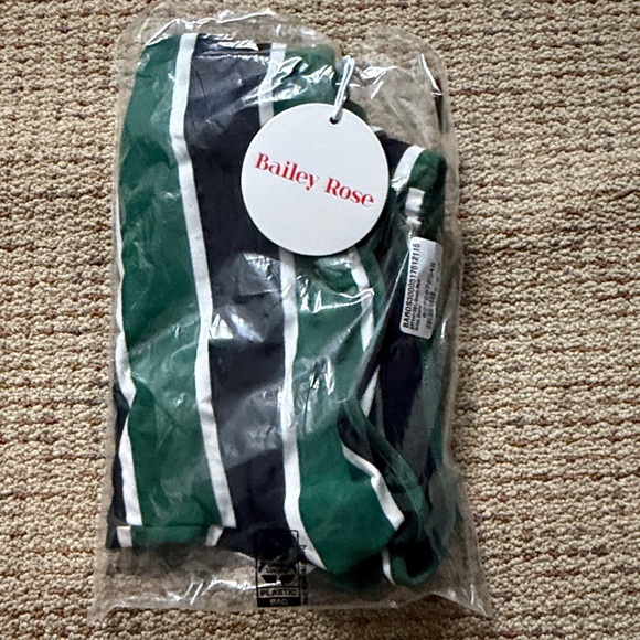 Bailey Rose Striped Green and Navy Women's Shorts - Picture 6 of 11